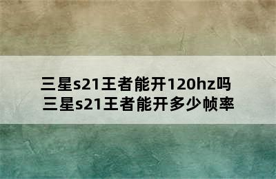 三星s21王者能开120hz吗 三星s21王者能开多少帧率